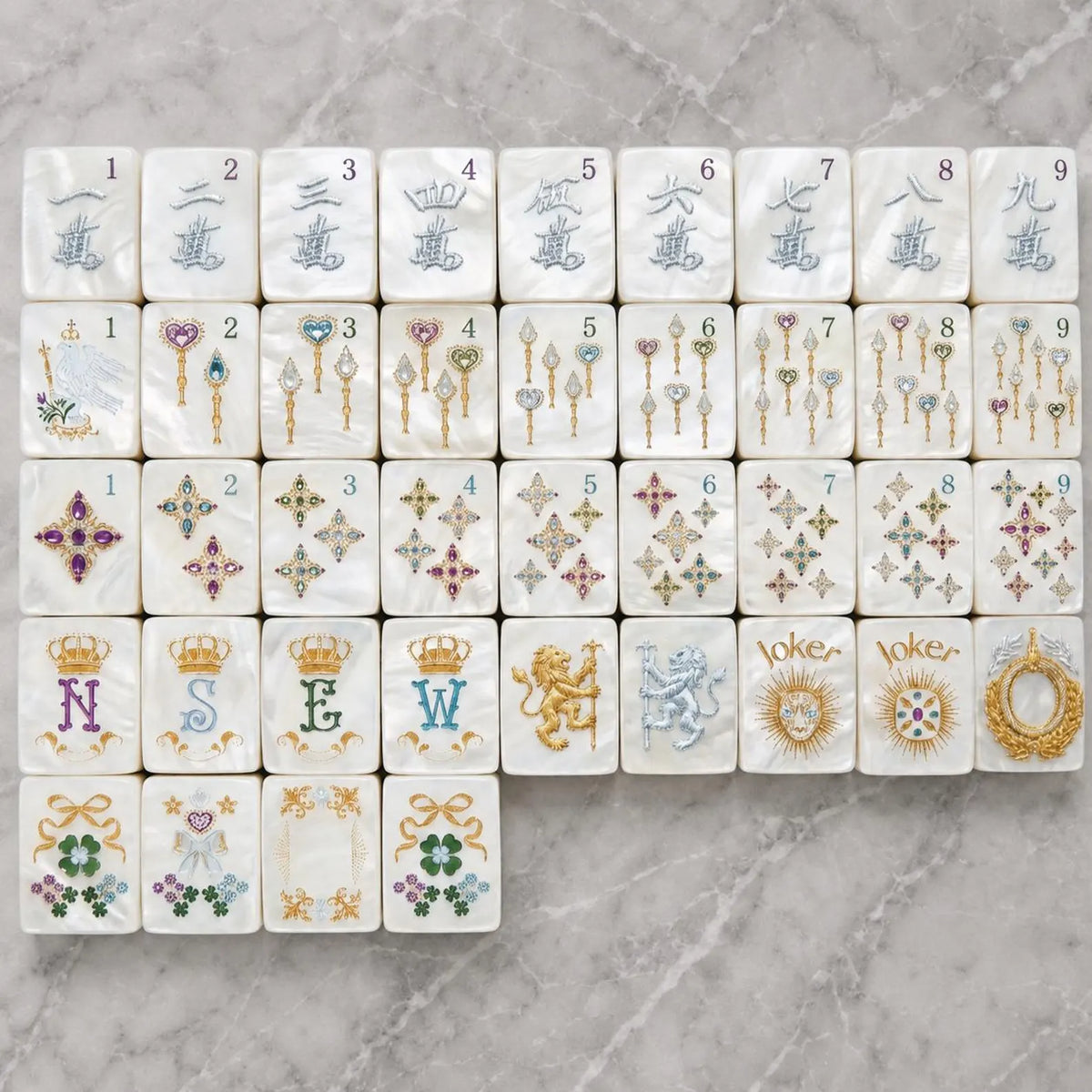 White Pearl Royal American Mahjong Set