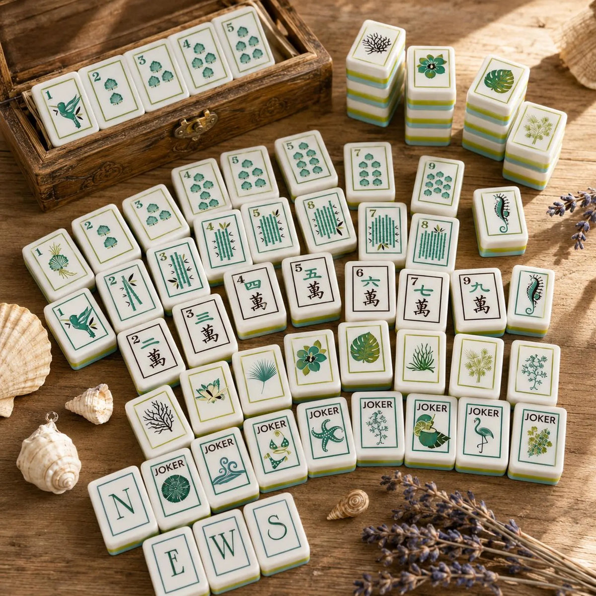Pearlescent Blue Sea Glass American Mahjong Set