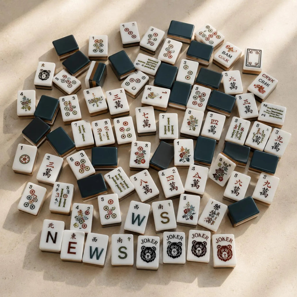 Teal & Brown Layered American Mahjong Set