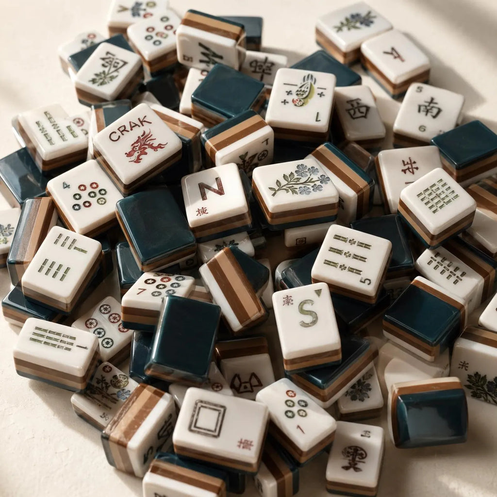 Teal & Brown Layered American Mahjong Set