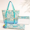Mahjong Bag Set, Tile Pouch and Pusher Holder, Teal Game Organizer