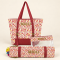 Mahjong Rack Bag Set, 3 Piece Retro Canvas Tote, Clear Tile Pouch and Pusher Holder