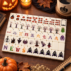 Midnight Cat Halloween American Mahjong Set
