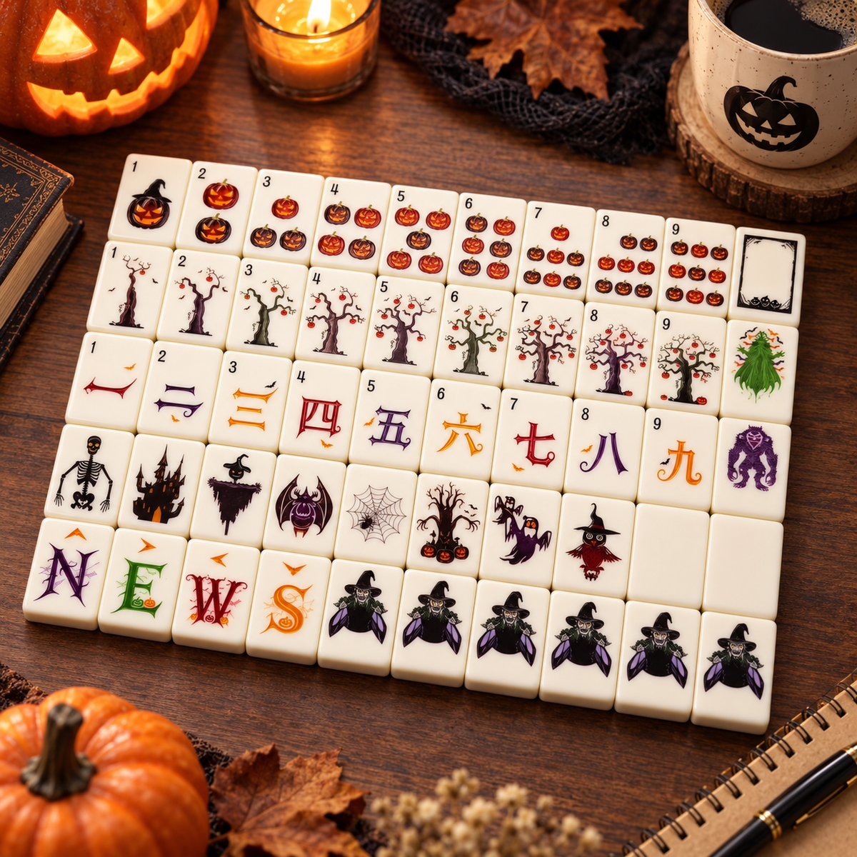 Midnight Cat Halloween American Mahjong Set