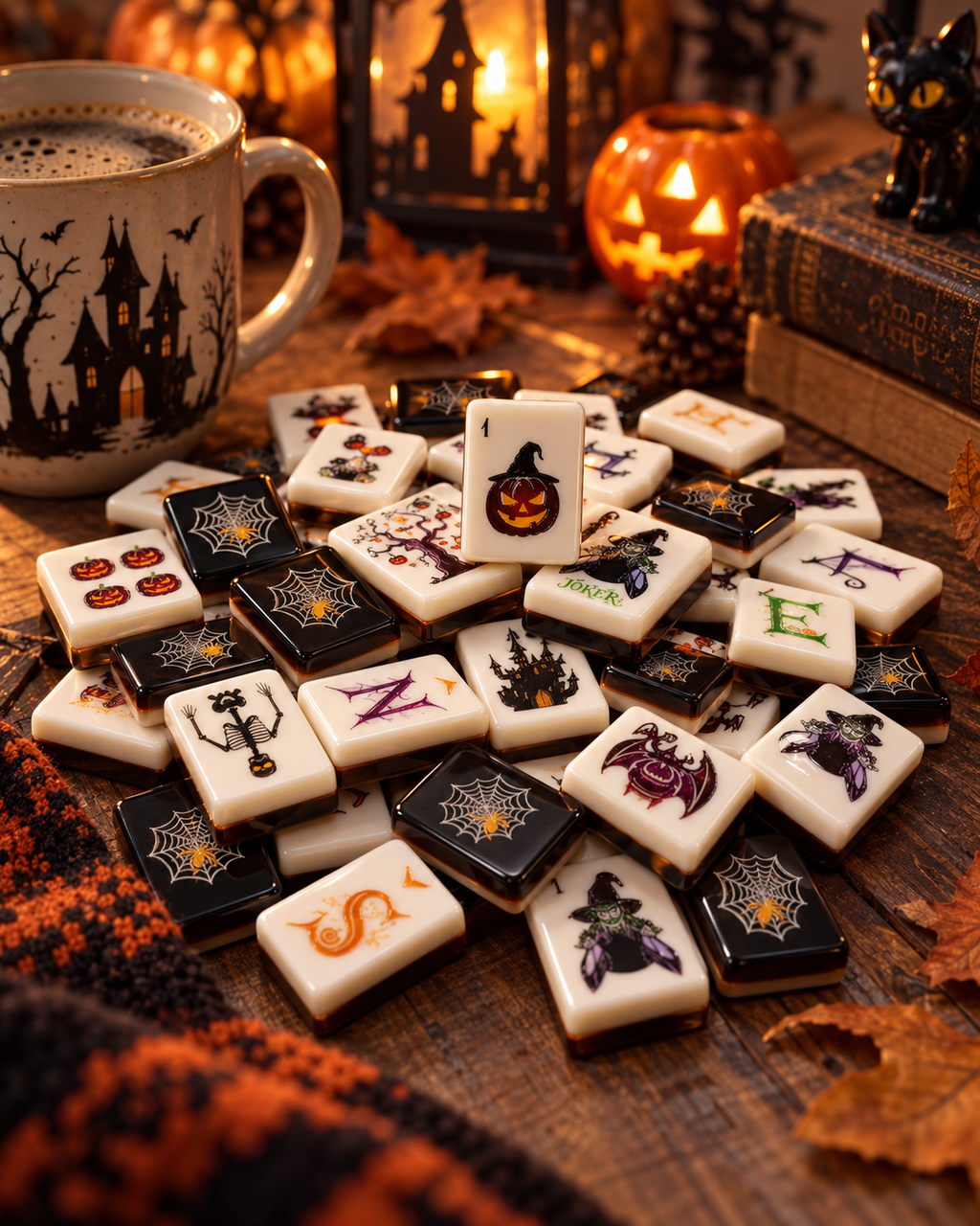 Midnight Cat Halloween American Mahjong Set