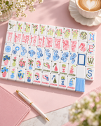 Blue Bow Garden American Mahjong Set