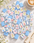Blue Bow Garden American Mahjong Set