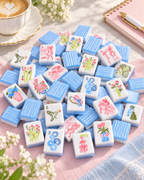 Blue Bow Garden American Mahjong Set