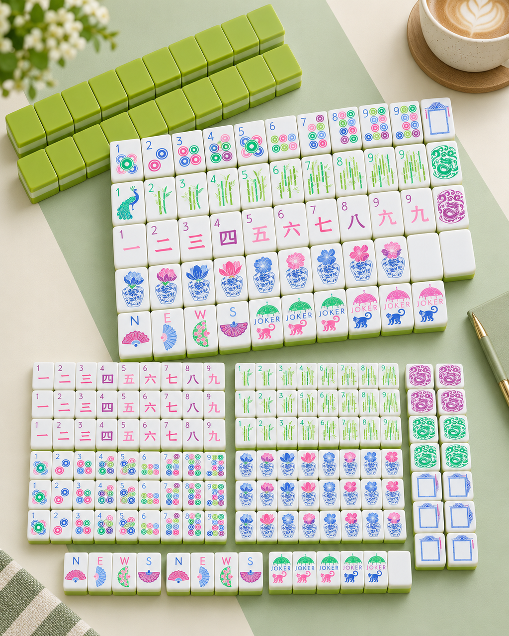 Lime Garden American Mahjong Set