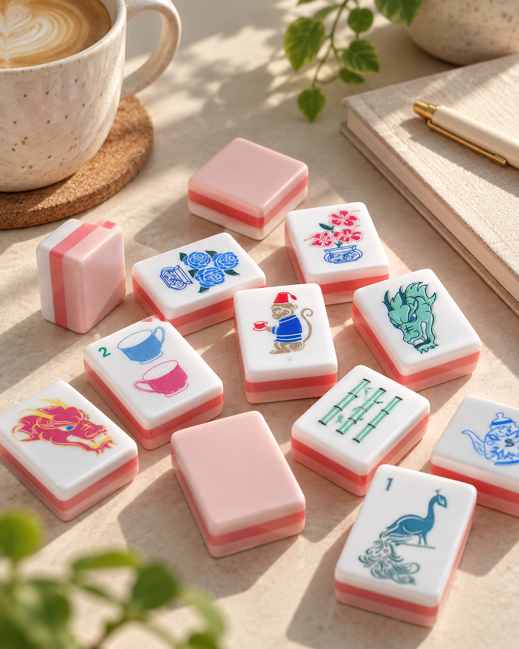 Pink Four-Layer American Mahjong Set