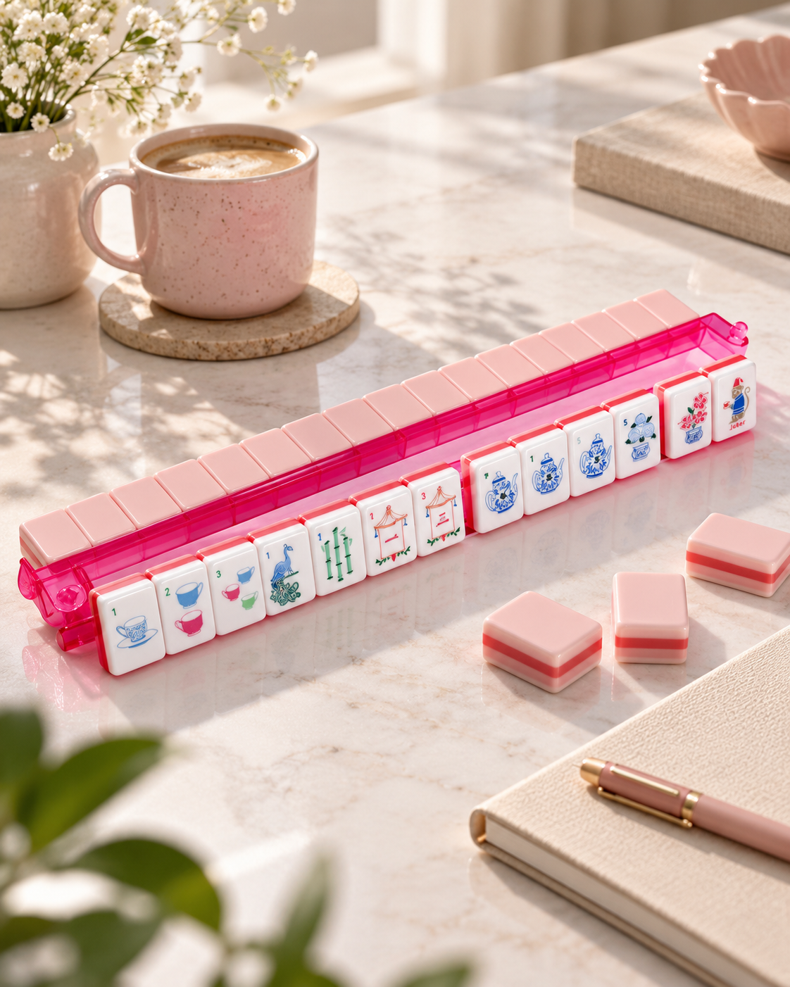 Pink Four-Layer American Mahjong Set