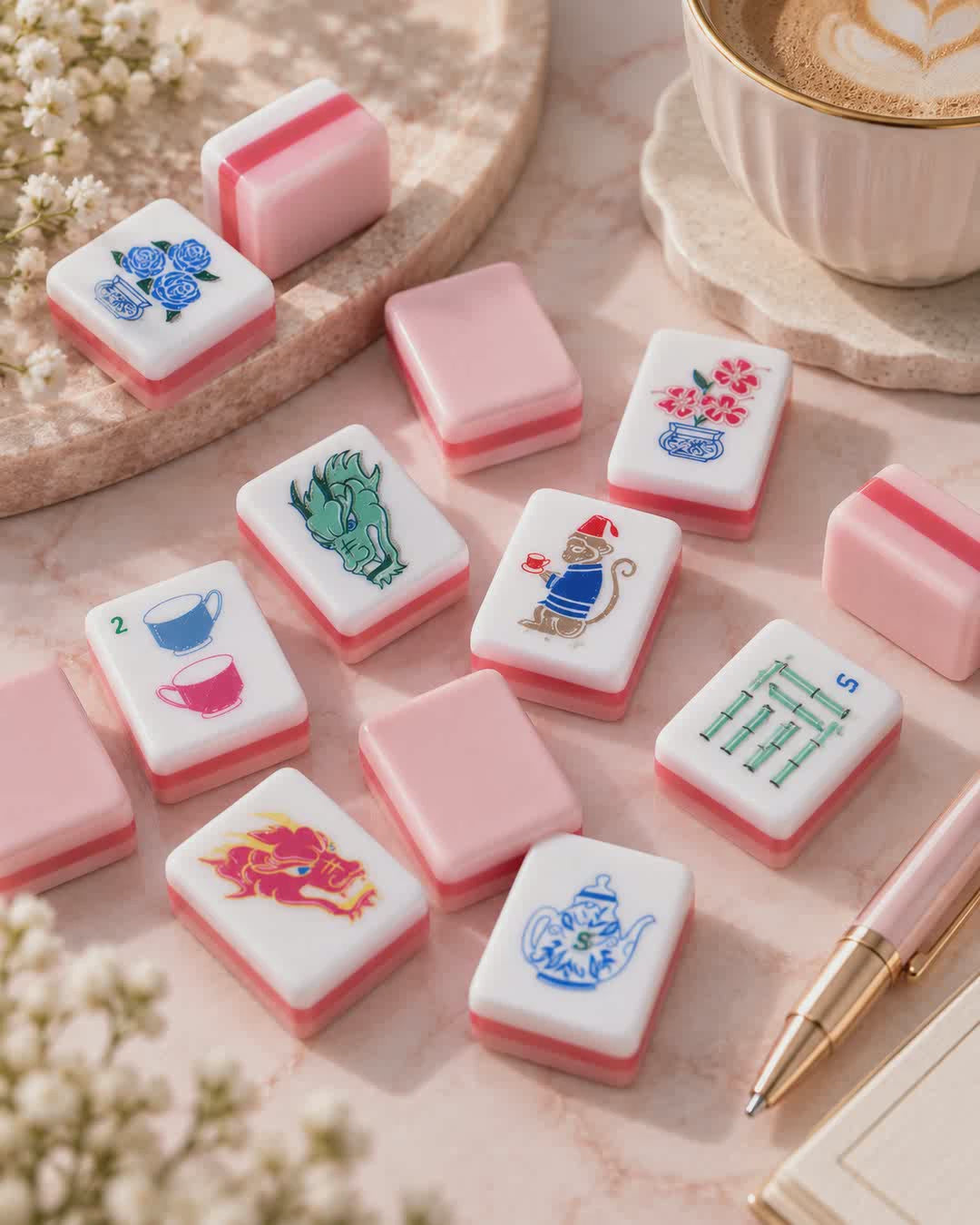 Pink Four-Layer American Mahjong Set