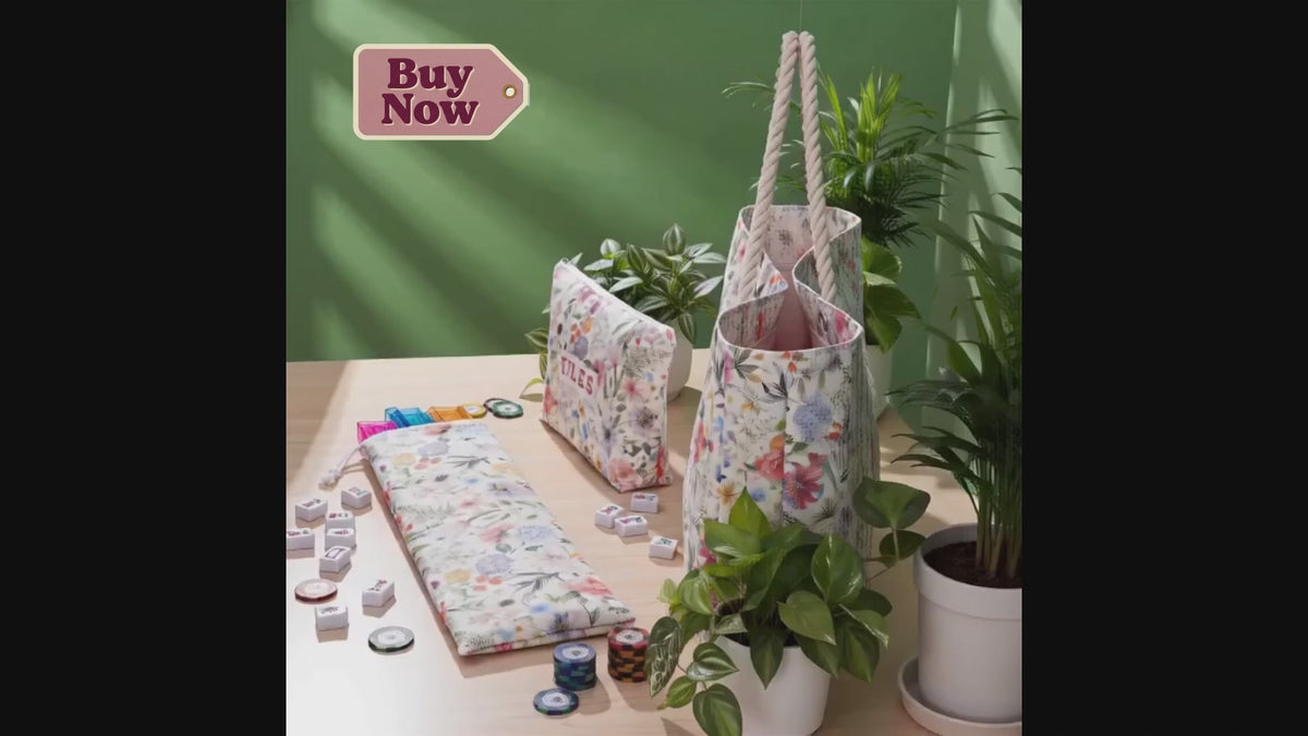 Mahjong Bag Set, 3 Piece Tote with Tile Pouch and Pusher Holder, Portable Game Night Organizer Gift
